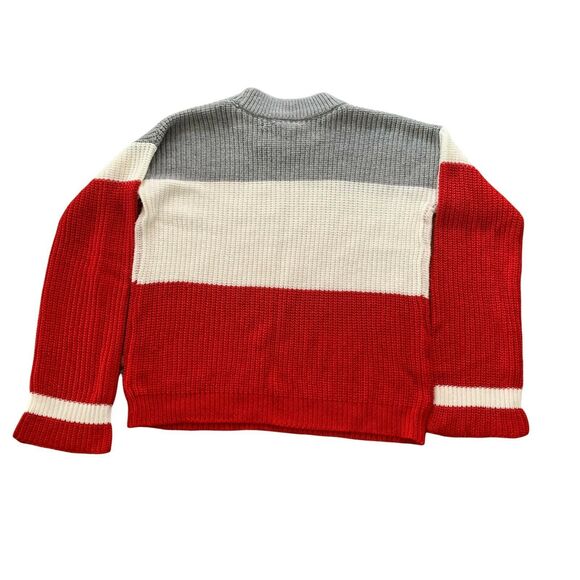 Cloud Chaser Women's Sweater Large Gray Red Knit Long Sleeve Pullover Crew Neck - Picture 2 of 9